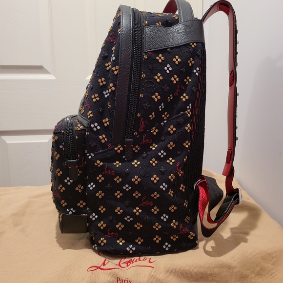 CHRISTIAN LOUBOUTIN Blackloubi Metallic Embroidered Backpack - UNISEX - Picture 4 of 8